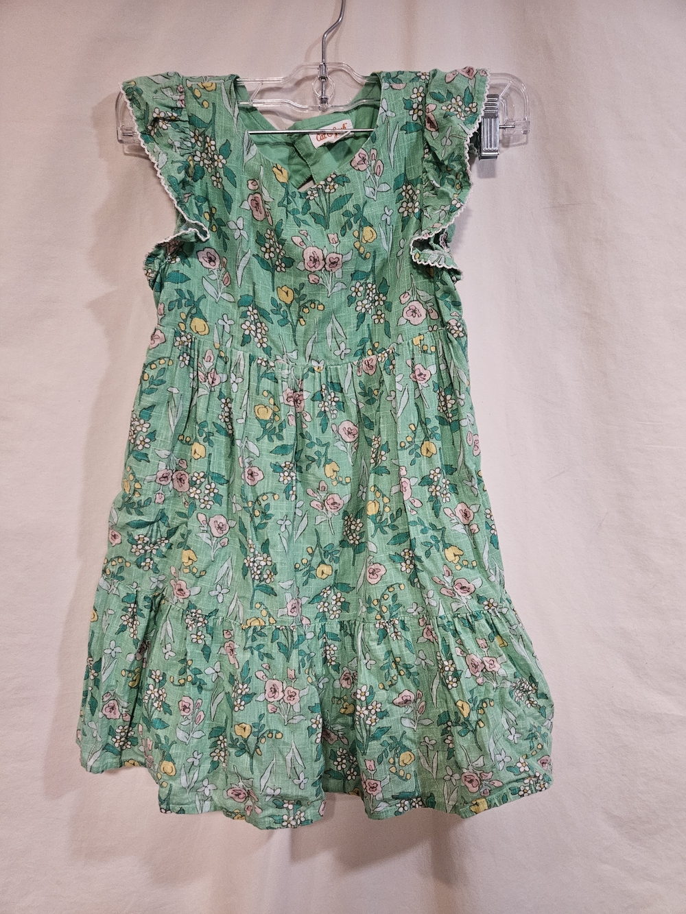 💚 Cat & Jack Green Floral Ruffle Sleeve Dress